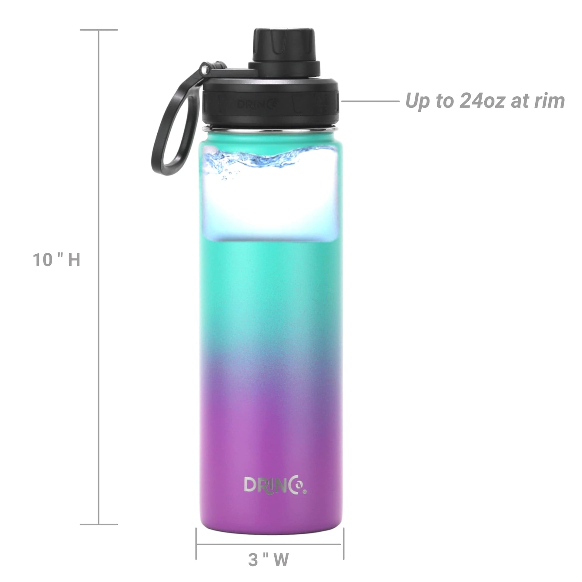 DRINCO® 22oz Stainless Steel Sport Water Bottle - Ombre Fuschia Teal - Mercantile Mountain