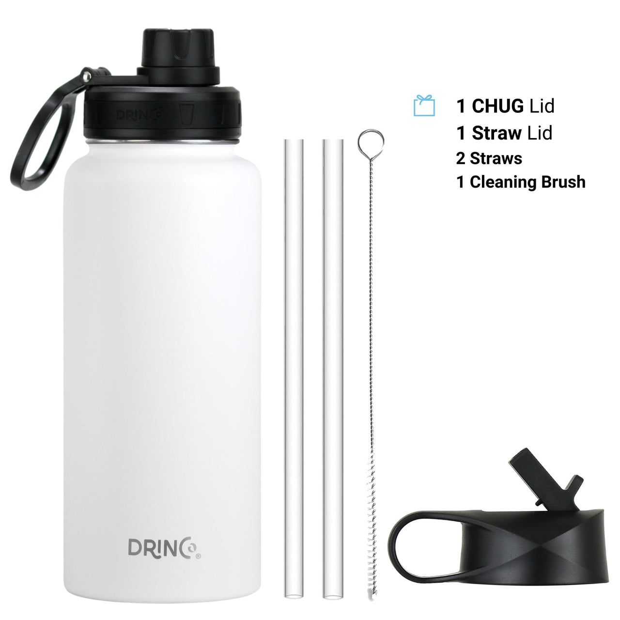 DRINCO® 32oz Stainless Steel Water Bottle - USA Flag-Artic White - Mercantile Mountain