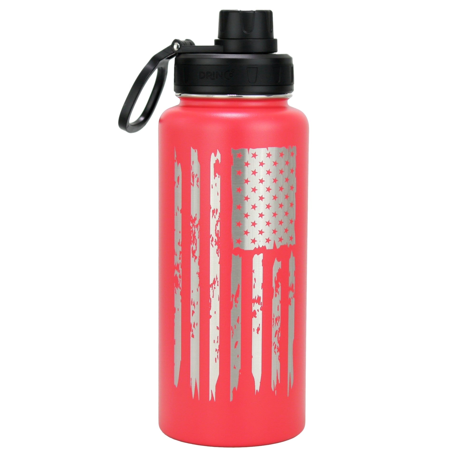 DRINCO® 32oz Stainless Steel Water Bottle - USA Flag-Barn Red - Mercantile Mountain