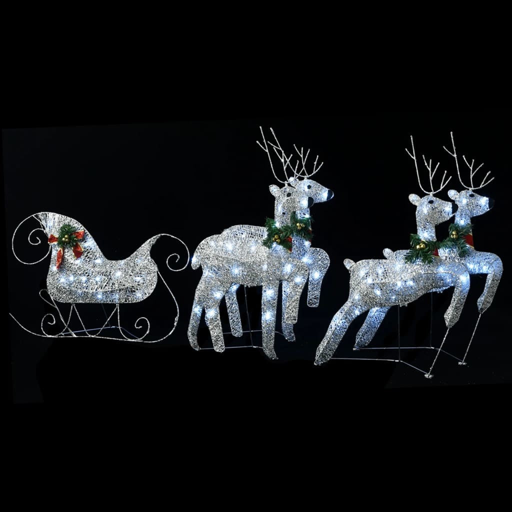 Reindeer & Sleigh Christmas Decoration 100 LEDs Outdoor Silver