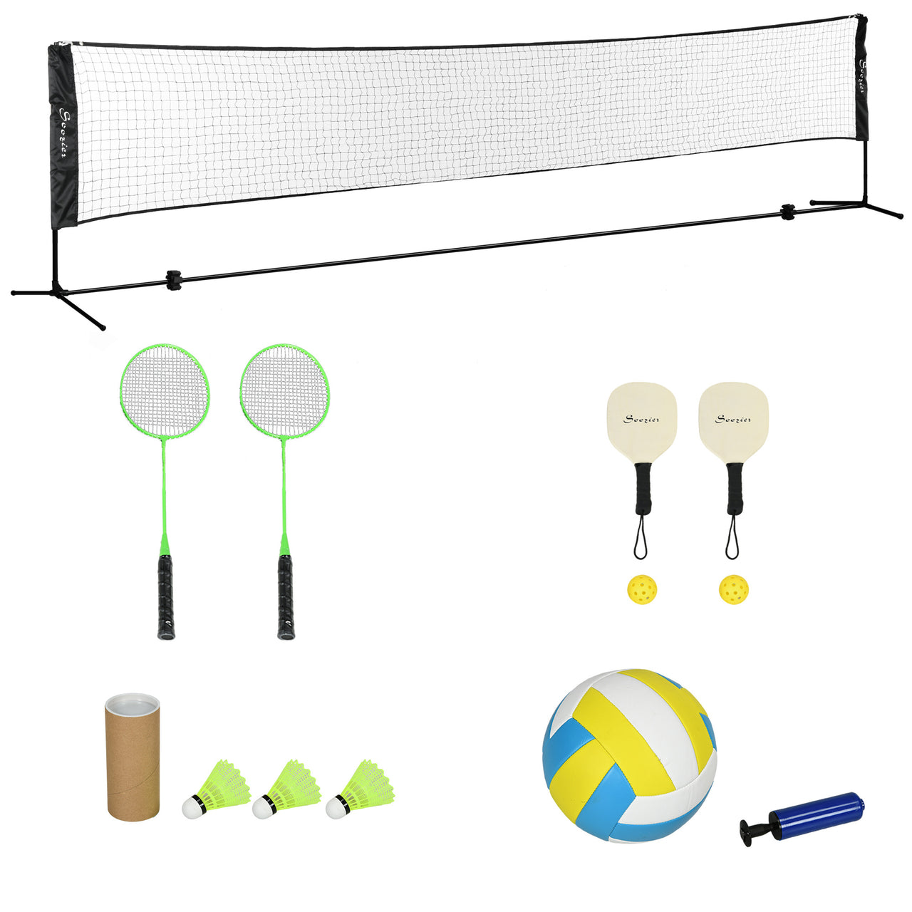 17ft Portable Badminton, Pickleball & Volleyball Set – Adjustable Outdoor Sports Net