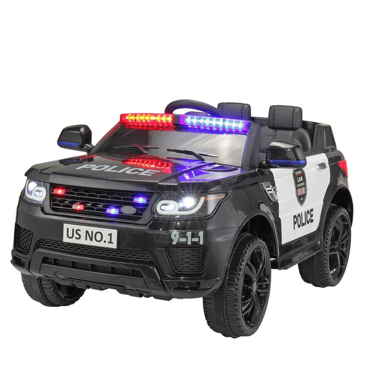 Ride-On Police Car for Kids, 2 Control Modes, with Lights, Music & Remote