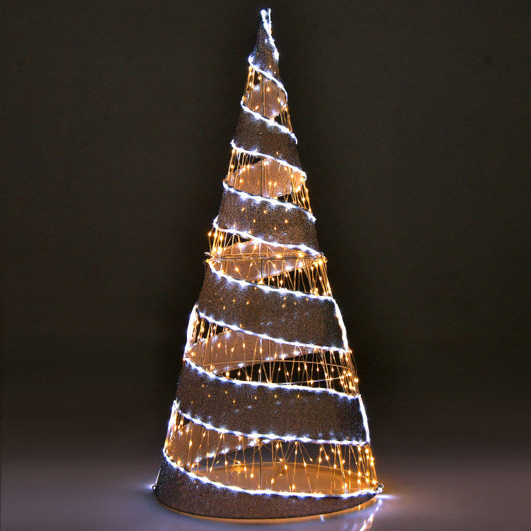 5 Foot Pre-lit Christmas Cone Tree with 300 Warm White and 250 Cold White LED Lights