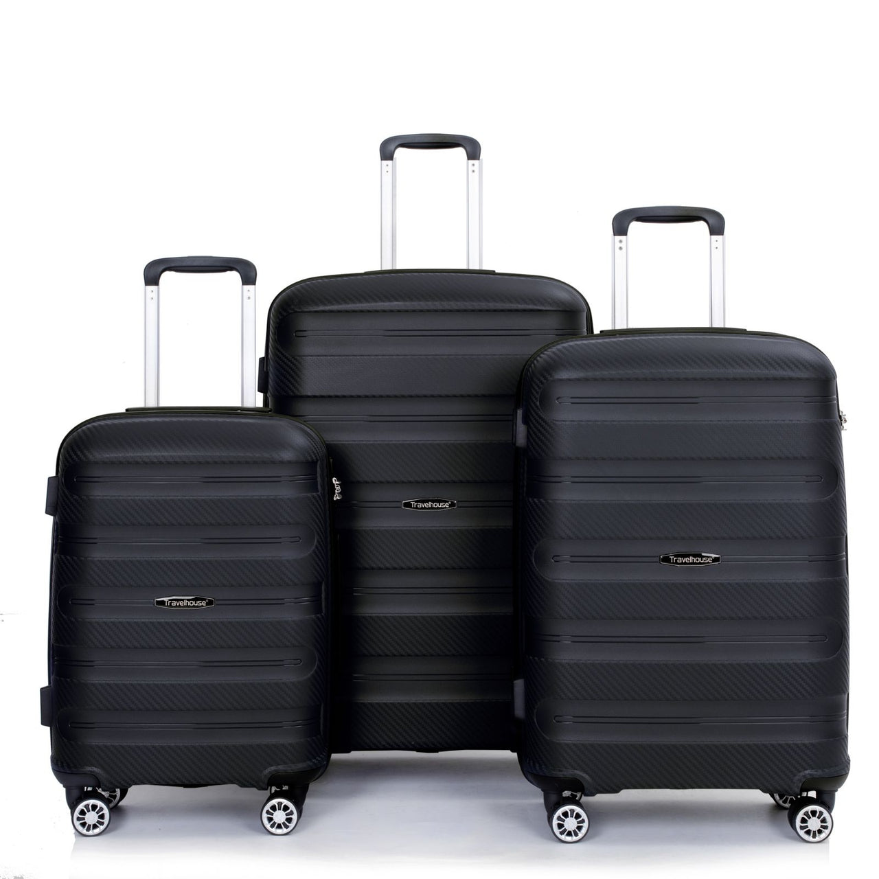 Durable Lightweight Hardshell Spinner Luggage 3-Piece Set with TSA Lock, Black