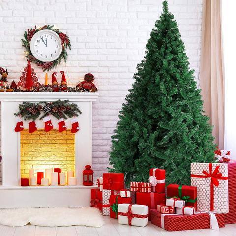 9 FT High Artificial Christmas Pine Tree Fake Xmas Tree 1850 Tips Full Tree W/ Solid Metal Stand