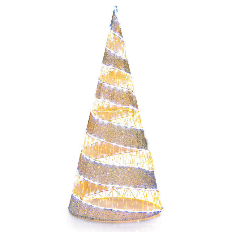 5 Foot Pre-lit Christmas Cone Tree with 300 Warm White and 250 Cold White LED Lights