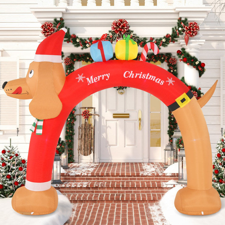 8 Feet Lighted Inflatable Christmas Dachshund Arch with Air Blower