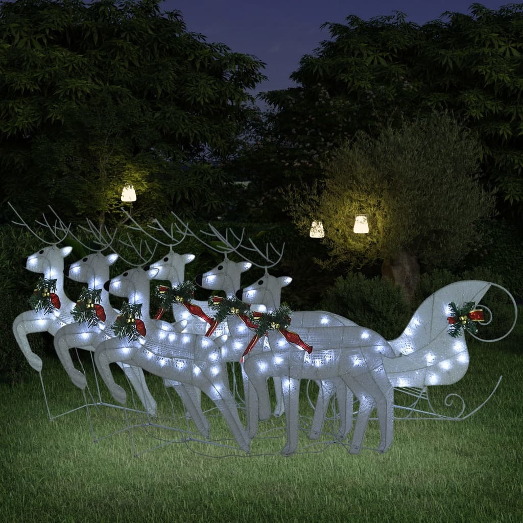 Reindeer & Sleigh Christmas Decoration 140 LEDs Outdoor White