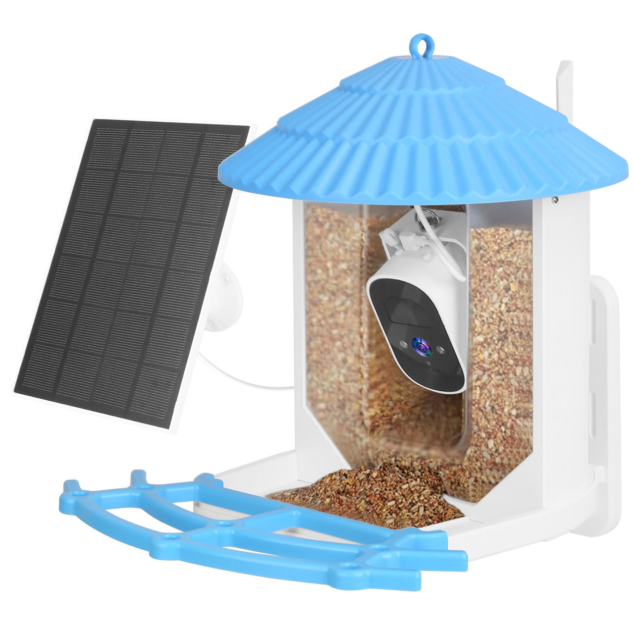 Solar Powered Smart Bird Feeder 2K Bird Watching Camera With PIR Motion AI Birds Species Identify Two-Way Audio Real-Time App Notification Capture Video Gift For Bird Lover