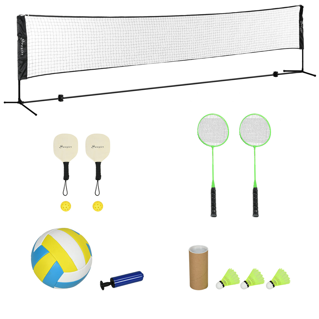 17ft Portable Badminton, Pickleball & Volleyball Set – Adjustable Outdoor Sports Net