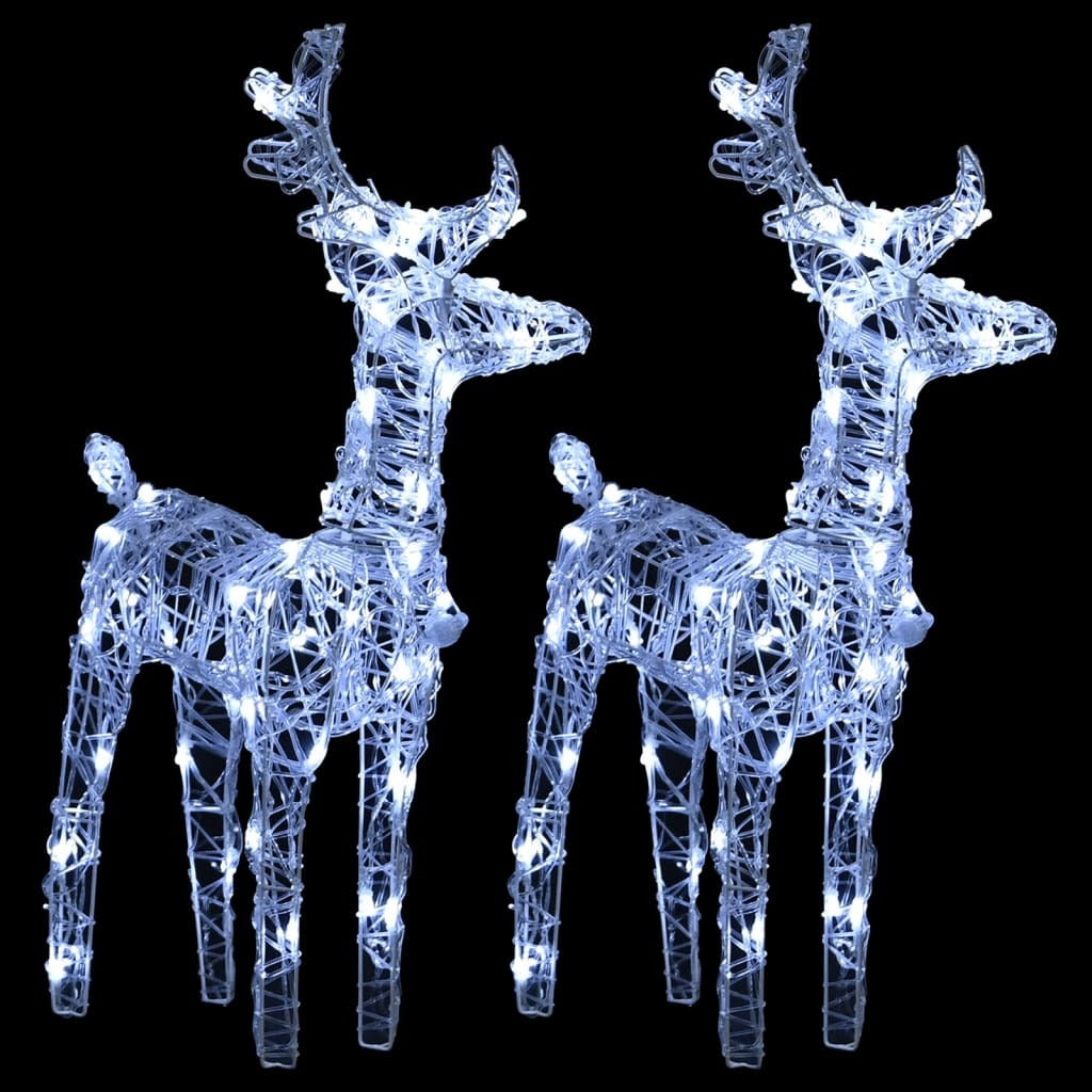 Christmas Reindeers 2 pcs Cold White 80 LEDs Acrylic