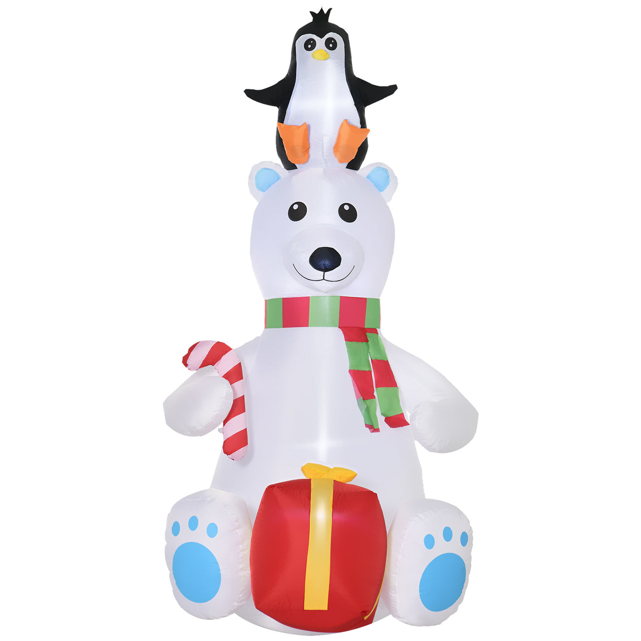 7ft Inflatable Polar Bear with Penguin & LED Lights – Outdoor Christmas Decor