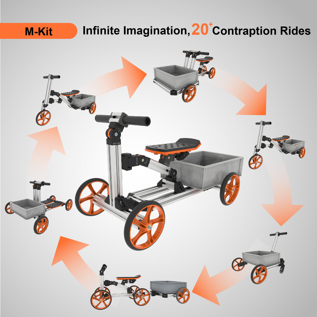 KidRock Buildable Kit 20 in 1 Kids Balance Bike No Pedal Toy for 1 to 6 Years Construction Construction Kit Kids Sit/Stand Scooter Most Popular M Kit (Non Electric)