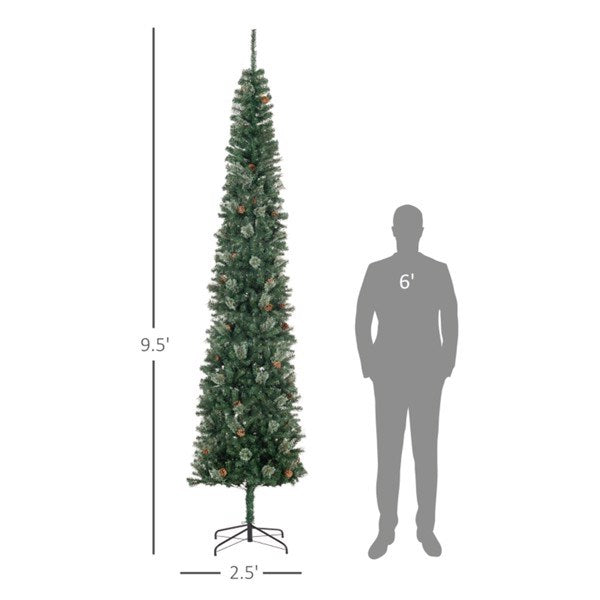 9.5ft Christmas tree slim realistic branches with pine cones tip count 1132