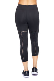 Mid-Rise Faux Seam Laser Cut Capri Leggings - Mercantile Mountain