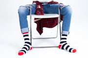 Men's Navy-White Stripes Socks - Mercantile Mountain