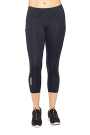 Mid-Rise Pocketed Mesh Panel Capri Leggings - Mercantile Mountain