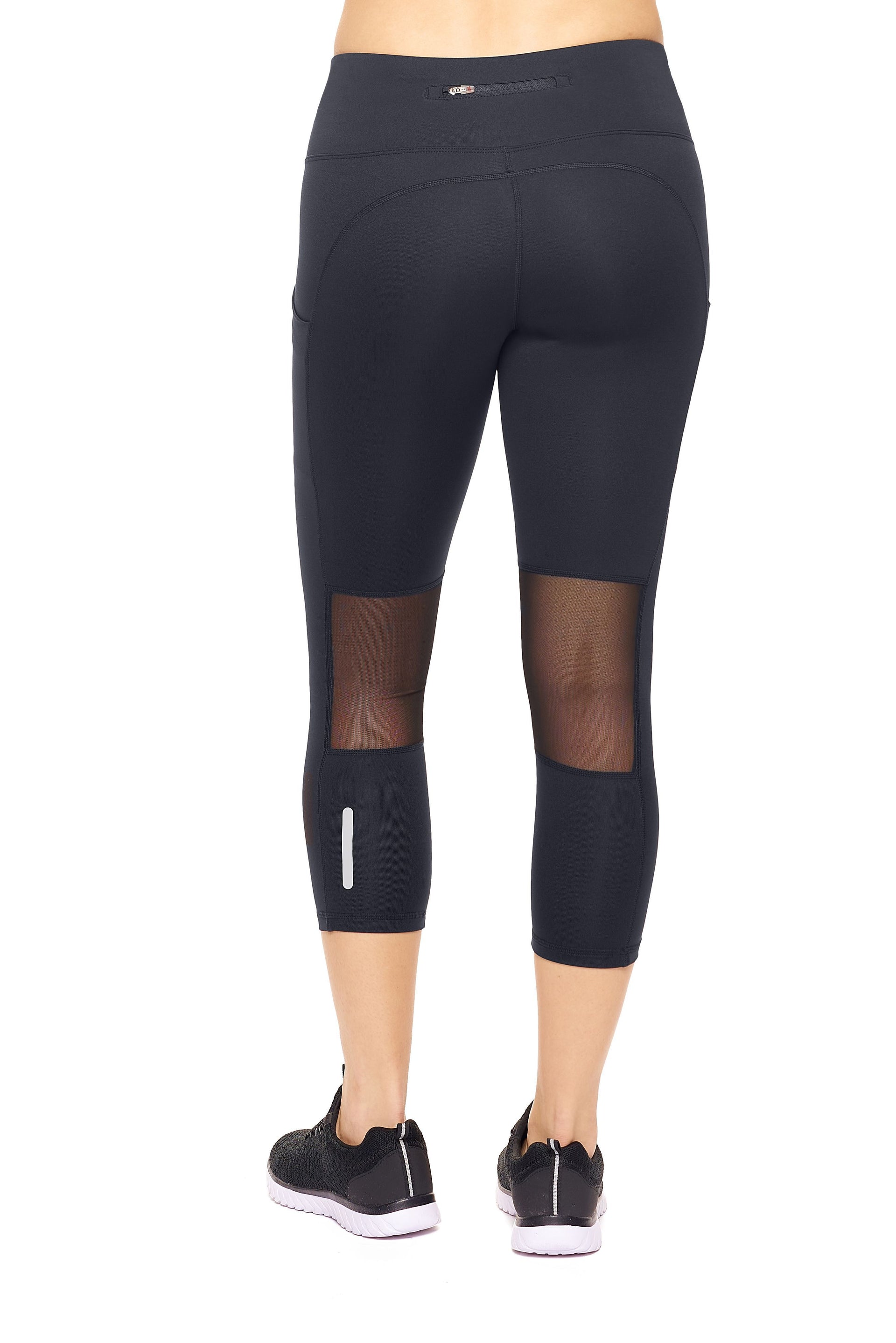 Mid-Rise Pocketed Mesh Panel Capri Leggings - Mercantile Mountain