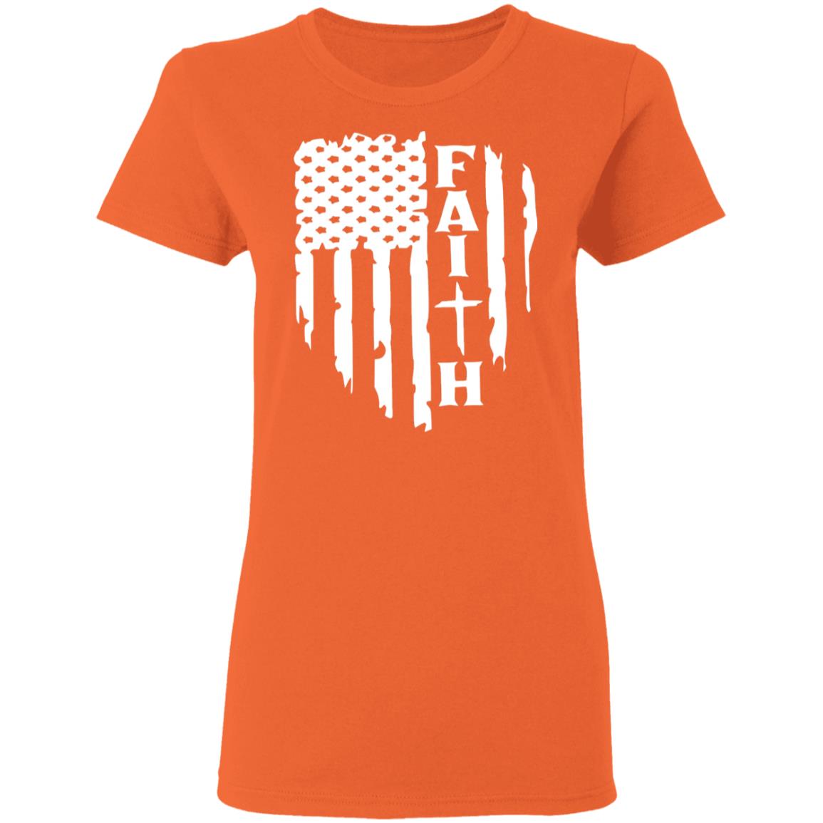 Faith Flag Ladies' 5.3 oz. T-Shirt - Mercantile Mountain