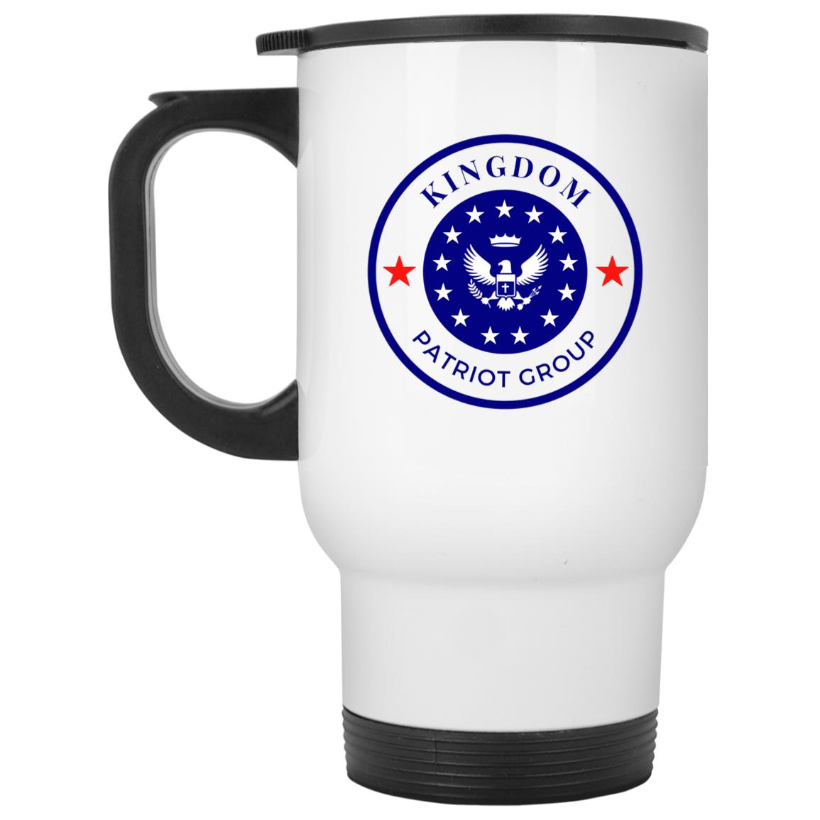 Kingdom Patriot Group White Travel Mug - Mercantile Mountain