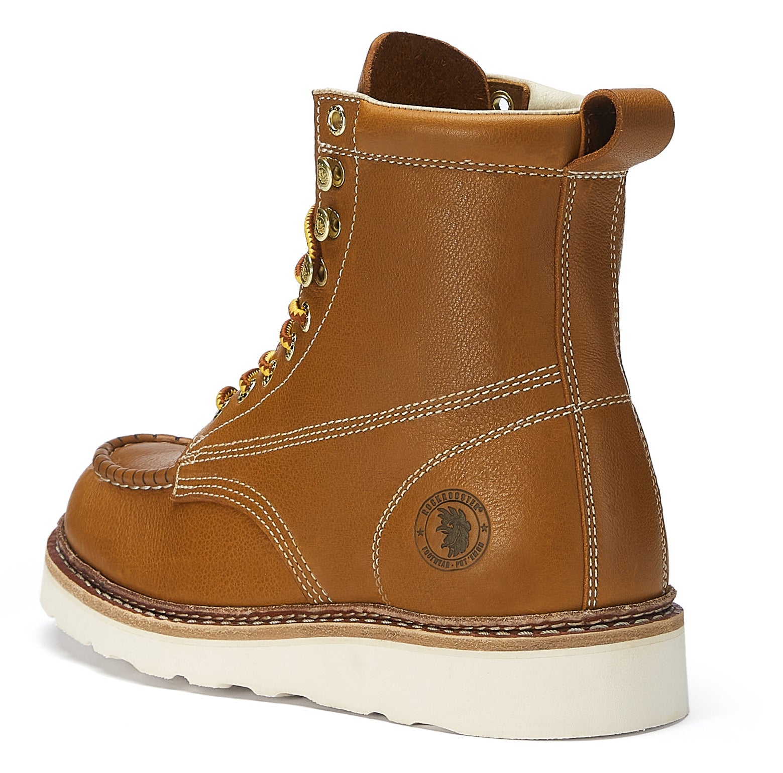 ROCKROOSTER Men s 6 inch Brown Soft Toe Wedge Work Boots with Vibram Outsole VAP611 US 11.5