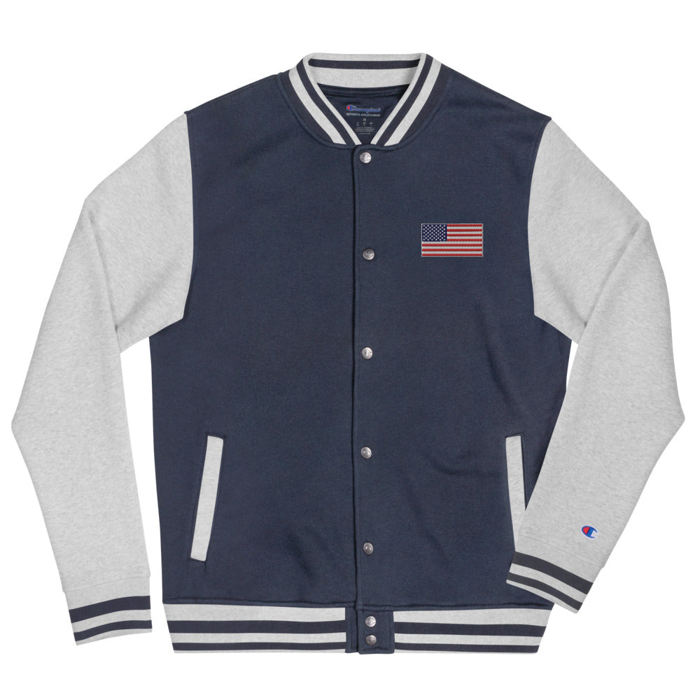 Champion Bomber Jacket Embroidered American Flag Limited Edition - Mercantile Mountain