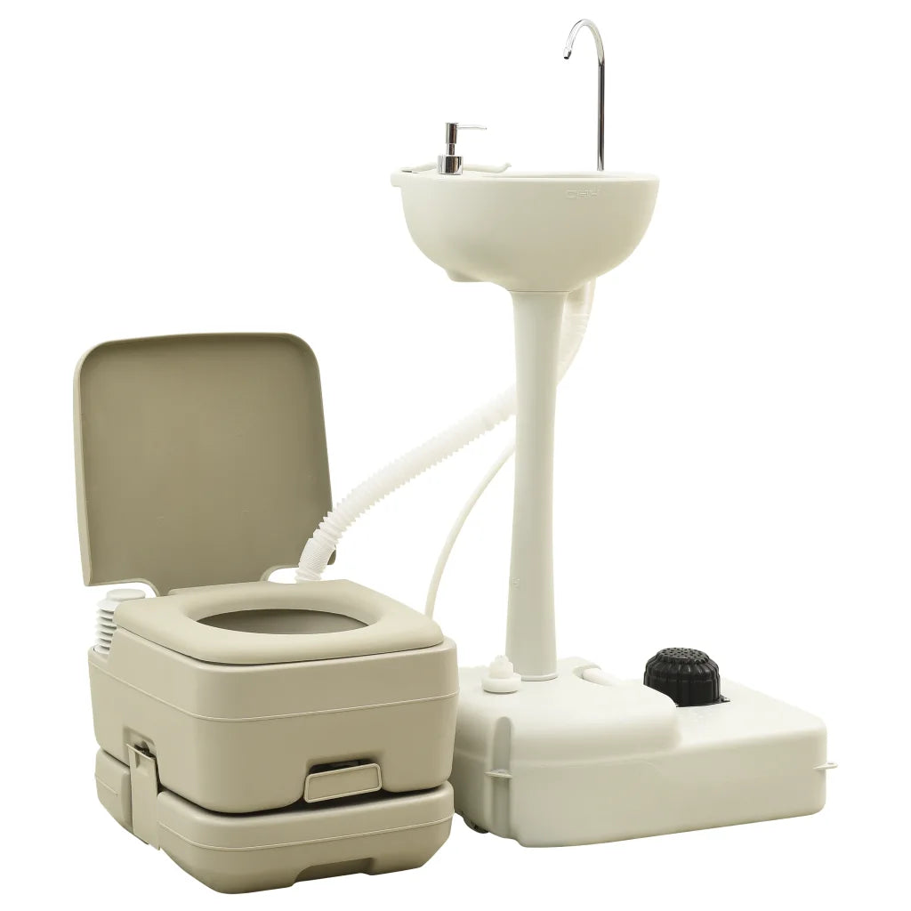 Portable Camping Toilet 2.6 x 2.6 gal and Handwasher Stand 5.3 gal - Mercantile Mountain